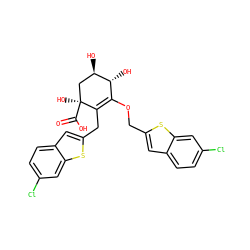 O=C(O)[C@@]1(O)C[C@@H](O)[C@H](O)C(OCc2cc3ccc(Cl)cc3s2)=C1Cc1cc2ccc(Cl)cc2s1 ZINC000072105313