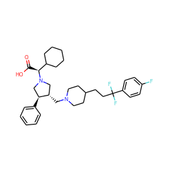 O=C(O)[C@@H](C1CCCCC1)N1C[C@H](CN2CCC(CCC(F)(F)c3ccc(F)cc3)CC2)[C@@H](c2ccccc2)C1 ZINC000028235568