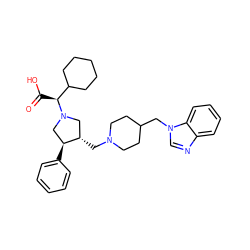 O=C(O)[C@@H](C1CCCCC1)N1C[C@H](CN2CCC(Cn3cnc4ccccc43)CC2)[C@@H](c2ccccc2)C1 ZINC000028521477