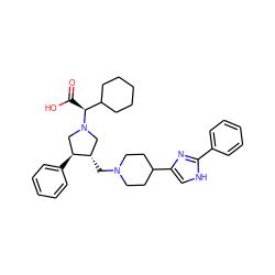 O=C(O)[C@@H](C1CCCCC1)N1C[C@H](CN2CCC(c3c[nH]c(-c4ccccc4)n3)CC2)[C@@H](c2ccccc2)C1 ZINC000042851550