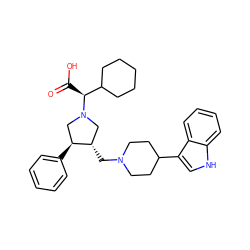 O=C(O)[C@@H](C1CCCCC1)N1C[C@H](CN2CCC(c3c[nH]c4ccccc34)CC2)[C@@H](c2ccccc2)C1 ZINC000028522979