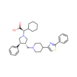 O=C(O)[C@@H](C1CCCCC1)N1C[C@H](CN2CCC(c3csc(-c4ccccc4)n3)CC2)[C@@H](c2ccccc2)C1 ZINC000095607372