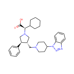 O=C(O)[C@@H](C1CCCCC1)N1C[C@H](CN2CCC(n3nnc4ccccc43)CC2)[C@@H](c2ccccc2)C1 ZINC000028524459