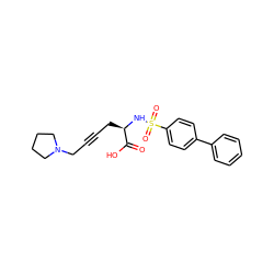 O=C(O)[C@@H](CC#CCN1CCCC1)NS(=O)(=O)c1ccc(-c2ccccc2)cc1 ZINC000013862462