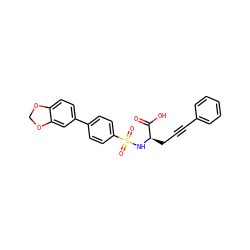 O=C(O)[C@@H](CC#Cc1ccccc1)NS(=O)(=O)c1ccc(-c2ccc3c(c2)OCO3)cc1 ZINC000013862420