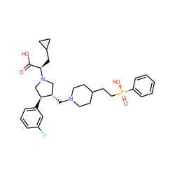 O=C(O)[C@@H](CC1CC1)N1C[C@H](CN2CCC(CC[P@](=O)(O)c3ccccc3)CC2)[C@@H](c2cccc(F)c2)C1 ZINC000028236290