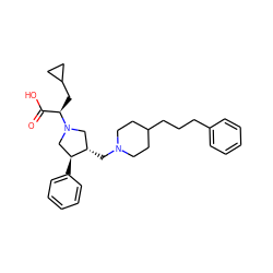 O=C(O)[C@@H](CC1CC1)N1C[C@H](CN2CCC(CCCc3ccccc3)CC2)[C@@H](c2ccccc2)C1 ZINC000013819439