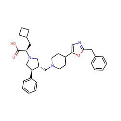 O=C(O)[C@@H](CC1CCC1)N1C[C@H](CN2CCC(c3cnc(Cc4ccccc4)o3)CC2)[C@@H](c2ccccc2)C1 ZINC000049867655