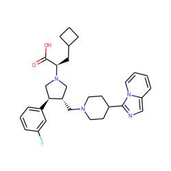 O=C(O)[C@@H](CC1CCC1)N1C[C@H](CN2CCC(c3ncc4ccccn34)CC2)[C@@H](c2cccc(F)c2)C1 ZINC000095615499