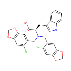 O=C(O)[C@@H](Cc1c[nH]c2ccccc12)N(Cc1cc2c(cc1Cl)OCO2)Cc1cc2c(cc1Cl)OCO2 ZINC000027645423