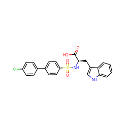 O=C(O)[C@@H](Cc1c[nH]c2ccccc12)NS(=O)(=O)c1ccc(-c2ccc(Cl)cc2)cc1 ZINC000096923539