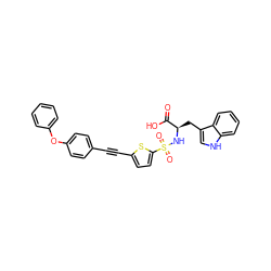 O=C(O)[C@@H](Cc1c[nH]c2ccccc12)NS(=O)(=O)c1ccc(C#Cc2ccc(Oc3ccccc3)cc2)s1 ZINC000029462843