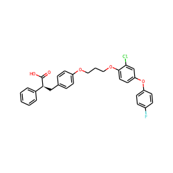 O=C(O)[C@@H](Cc1ccc(OCCCOc2ccc(Oc3ccc(F)cc3)cc2Cl)cc1)c1ccccc1 ZINC000028572390