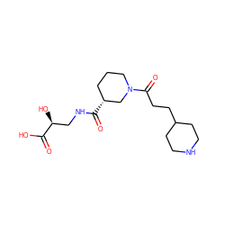 O=C(O)[C@@H](O)CNC(=O)[C@@H]1CCCN(C(=O)CCC2CCNCC2)C1 ZINC000013803124