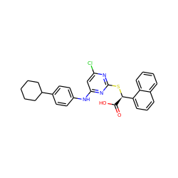 O=C(O)[C@@H](Sc1nc(Cl)cc(Nc2ccc(C3CCCCC3)cc2)n1)c1cccc2ccccc12 ZINC000066074926