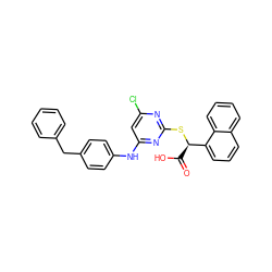 O=C(O)[C@@H](Sc1nc(Cl)cc(Nc2ccc(Cc3ccccc3)cc2)n1)c1cccc2ccccc12 ZINC000066136568