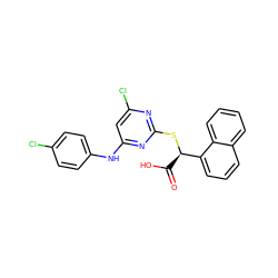 O=C(O)[C@@H](Sc1nc(Cl)cc(Nc2ccc(Cl)cc2)n1)c1cccc2ccccc12 ZINC000049071350