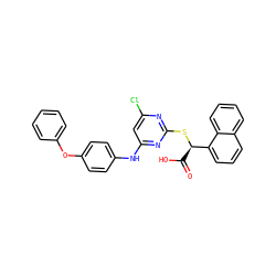 O=C(O)[C@@H](Sc1nc(Cl)cc(Nc2ccc(Oc3ccccc3)cc2)n1)c1cccc2ccccc12 ZINC000066074931