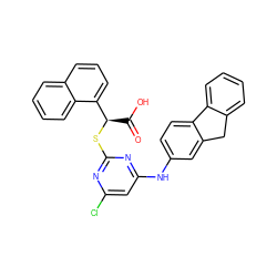 O=C(O)[C@@H](Sc1nc(Cl)cc(Nc2ccc3c(c2)Cc2ccccc2-3)n1)c1cccc2ccccc12 ZINC000066136570