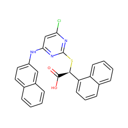 O=C(O)[C@@H](Sc1nc(Cl)cc(Nc2ccc3ccccc3c2)n1)c1cccc2ccccc12 ZINC000049087690