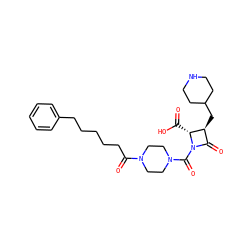 O=C(O)[C@@H]1[C@@H](CC2CCNCC2)C(=O)N1C(=O)N1CCN(C(=O)CCCCCc2ccccc2)CC1 ZINC000026292091