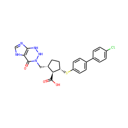 O=C(O)[C@@H]1[C@@H](Sc2ccc(-c3ccc(Cl)cc3)cc2)CC[C@H]1CN1NNc2nc[nH]c2C1=O ZINC000027215636