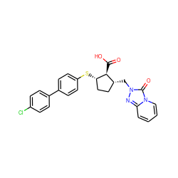 O=C(O)[C@@H]1[C@@H](Sc2ccc(-c3ccc(Cl)cc3)cc2)CC[C@H]1Cn1nc2ccccn2c1=O ZINC000013525904