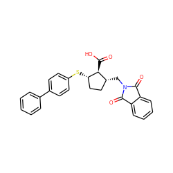 O=C(O)[C@@H]1[C@@H](Sc2ccc(-c3ccccc3)cc2)CC[C@H]1CN1C(=O)c2ccccc2C1=O ZINC000013525863