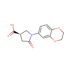 O=C(O)[C@@H]1CC(=O)N(c2ccc3c(c2)OCCO3)C1 ZINC000003886485