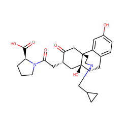 O=C(O)[C@@H]1CCCN1C(=O)C[C@H]1C[C@@]2(O)[C@H]3Cc4ccc(O)cc4[C@@]2(CCN3CC2CC2)CC1=O ZINC000217090307