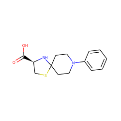 O=C(O)[C@@H]1CSC2(CCN(c3ccccc3)CC2)N1 ZINC000064490552