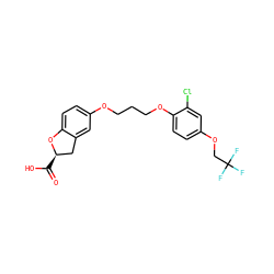 O=C(O)[C@@H]1Cc2cc(OCCCOc3ccc(OCC(F)(F)F)cc3Cl)ccc2O1 ZINC000013671811