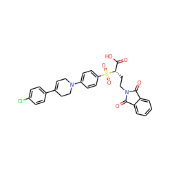 O=C(O)[C@H](CCN1C(=O)c2ccccc2C1=O)S(=O)(=O)c1ccc(N2CC=C(c3ccc(Cl)cc3)CC2)cc1 ZINC000034801854