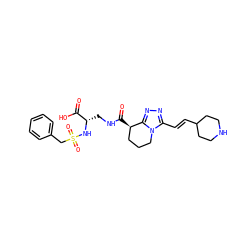 O=C(O)[C@H](CNC(=O)[C@@H]1CCCn2c(/C=C/C3CCNCC3)nnc21)NS(=O)(=O)Cc1ccccc1 ZINC000026578567