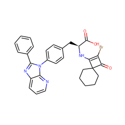 O=C(O)[C@H](Cc1ccc(-n2c(-c3ccccc3)nc3cccnc32)cc1)NC1=C(Br)C(=O)C12CCCCC2 ZINC000100077369