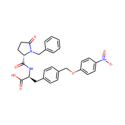 O=C(O)[C@H](Cc1ccc(COc2ccc([N+](=O)[O-])cc2)cc1)NC(=O)[C@@H]1CCC(=O)N1Cc1ccccc1 ZINC000027764593