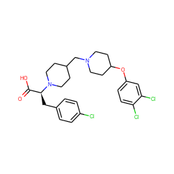 O=C(O)[C@H](Cc1ccc(Cl)cc1)N1CCC(CN2CCC(Oc3ccc(Cl)c(Cl)c3)CC2)CC1 ZINC000095571999