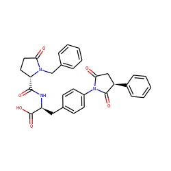 O=C(O)[C@H](Cc1ccc(N2C(=O)C[C@@H](c3ccccc3)C2=O)cc1)NC(=O)[C@@H]1CCC(=O)N1Cc1ccccc1 ZINC000027318525