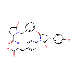 O=C(O)[C@H](Cc1ccc(N2C(=O)C[C@H](c3ccc(O)cc3)C2=O)cc1)NC(=O)[C@@H]1CCC(=O)N1Cc1ccccc1 ZINC000027318511