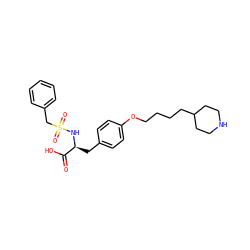 O=C(O)[C@H](Cc1ccc(OCCCCC2CCNCC2)cc1)NS(=O)(=O)Cc1ccccc1 ZINC000003806106