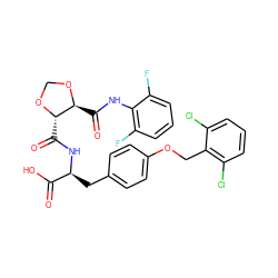 O=C(O)[C@H](Cc1ccc(OCc2c(Cl)cccc2Cl)cc1)NC(=O)[C@@H]1OCO[C@H]1C(=O)Nc1c(F)cccc1F ZINC000058592209