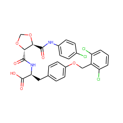 O=C(O)[C@H](Cc1ccc(OCc2c(Cl)cccc2Cl)cc1)NC(=O)[C@@H]1OCO[C@H]1C(=O)Nc1ccc(Cl)cc1 ZINC000058591187