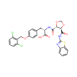 O=C(O)[C@H](Cc1ccc(OCc2c(Cl)cccc2Cl)cc1)NC(=O)[C@@H]1OCO[C@H]1C(=O)Nc1nc2ccccc2s1 ZINC000058581479