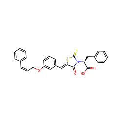 O=C(O)[C@H](Cc1ccccc1)N1C(=O)/C(=C/c2cccc(OC/C=C\c3ccccc3)c2)SC1=S ZINC000096923610