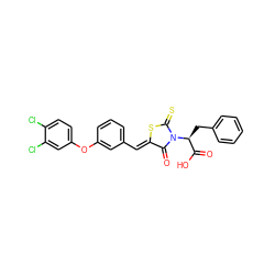 O=C(O)[C@H](Cc1ccccc1)N1C(=O)/C(=C/c2cccc(Oc3ccc(Cl)c(Cl)c3)c2)SC1=S ZINC000096923605