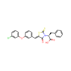 O=C(O)[C@H](Cc1ccccc1)N1C(=O)/C(=C/c2cccc(Oc3cccc(Cl)c3)c2)SC1=S ZINC000096923600