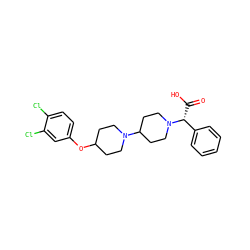 O=C(O)[C@H](c1ccccc1)N1CCC(N2CCC(Oc3ccc(Cl)c(Cl)c3)CC2)CC1 ZINC000034324858