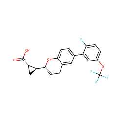 O=C(O)[C@H]1C[C@@H]1[C@H]1CCc2cc(-c3cc(OC(F)(F)F)ccc3F)ccc2O1 ZINC001772627239