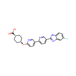 O=C(O)[C@H]1CC[C@@H](Oc2ccc(-c3ccc(-c4nc5cc(F)ccc5[nH]4)cn3)cn2)CC1 ZINC000101688491