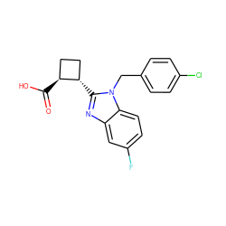 O=C(O)[C@H]1CC[C@@H]1c1nc2cc(F)ccc2n1Cc1ccc(Cl)cc1 ZINC000013826803